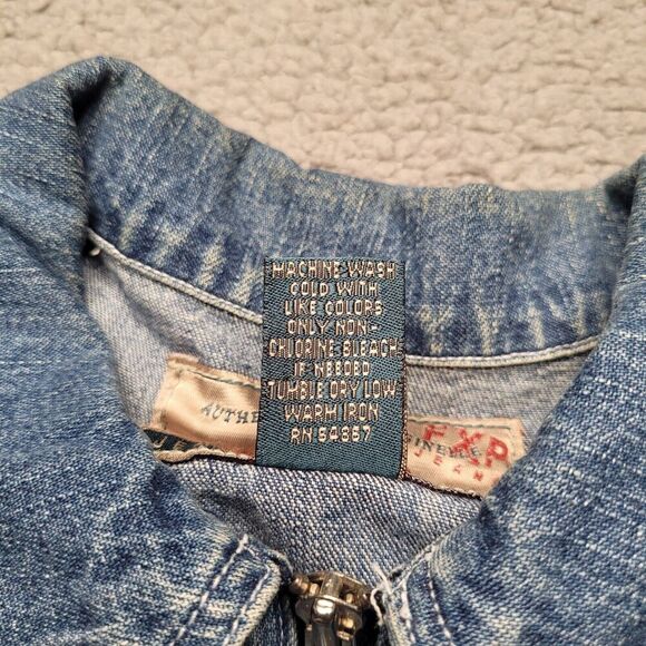 VTG Express Jacket Womens Medium Blue Denim Jean Zip Collared 90s Short Collared - Picture 8 of 10